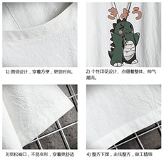 YT26037-P30亚麻短袖t恤男大码五分袖男宽松七分袖网格挂拍，男装T恤，电商A040A