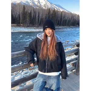 现货 现货 网图慎上 荔枝纹皮座山雕加绒连帽棉服棉衣2318特价P85图片