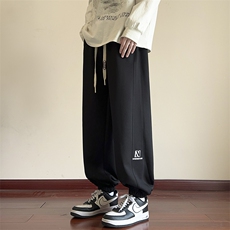 供抖音大休闲男裤子宽松刺绣阔腿裤416B-1-KL801-特P38限68，男装休闲裤，星座416B-1