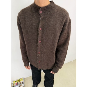 M52-P58 日系男士复古圆领羊毛开衫秋冬季宽松休闲针织衫高级感图片
