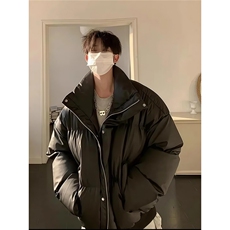 网图防水防污冬季加厚棉服cleanfit短款情侣皮外套男M90特P73，男装棉衣，电商A341