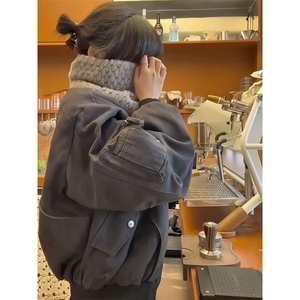 706-1-JK882-P108  秋季男士水洗工装牛仔帆布短款夹克棒球领外套图片
