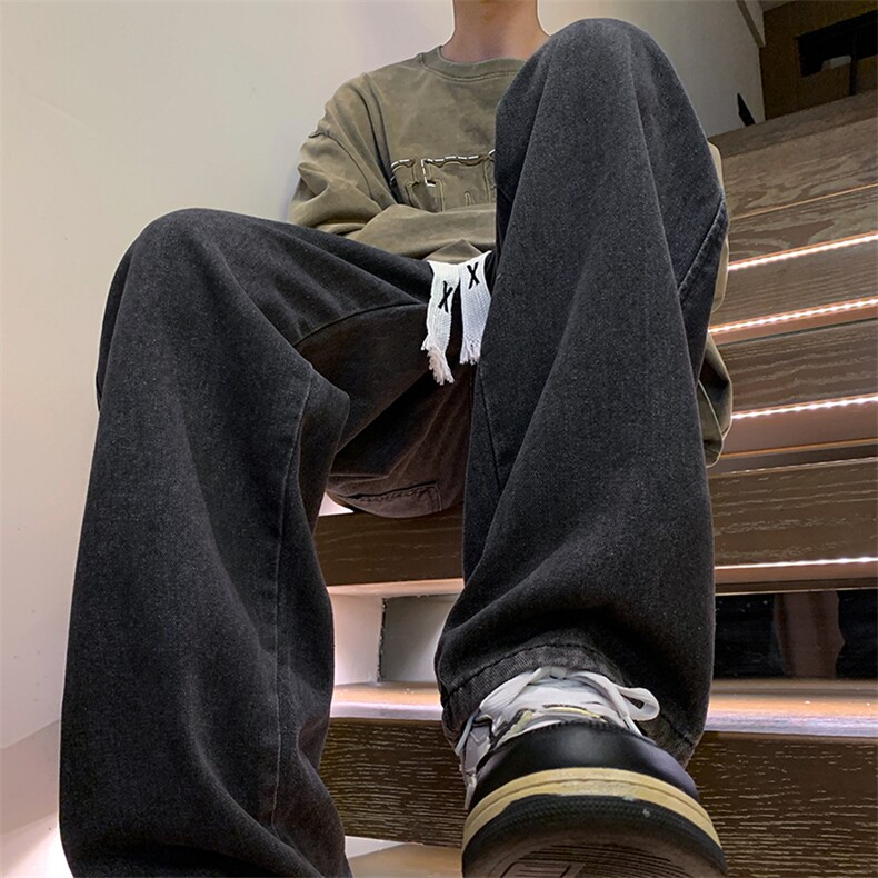 8XL-M牛仔裤男士直筒宽松特大码胖子阔腿裤男款长裤NZ110-P45控58图片