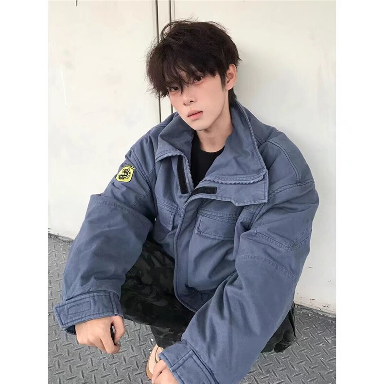 美式复古立领外套男女春秋冬季潮流加绒加厚棉服夹克MJ60-P143,男装夹克,星座208-5