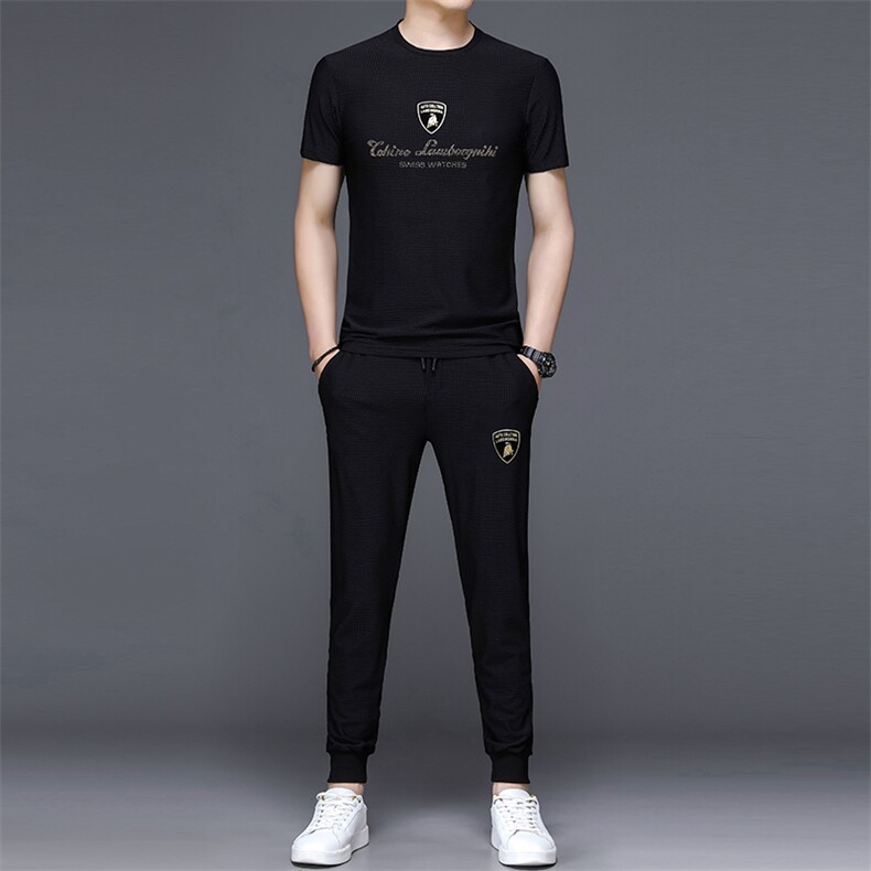 JG1867男士2023年春夏季新款运动套装短袖长裤T恤卫裤二件套P110,男装休闲套装,电商B360
