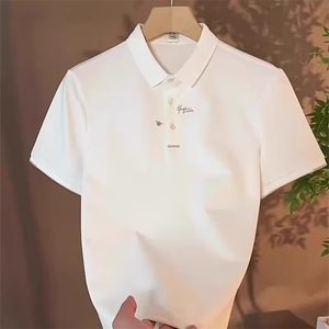 夏季时尚男士修身翻领短袖T恤高端小刺绣字母休闲百搭半袖polo衫图片
