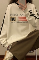 1中性风印花字母图案袖子三杠织带大码M-5XL卫衣男WY77762P48控68，男装卫衣，星座226-2