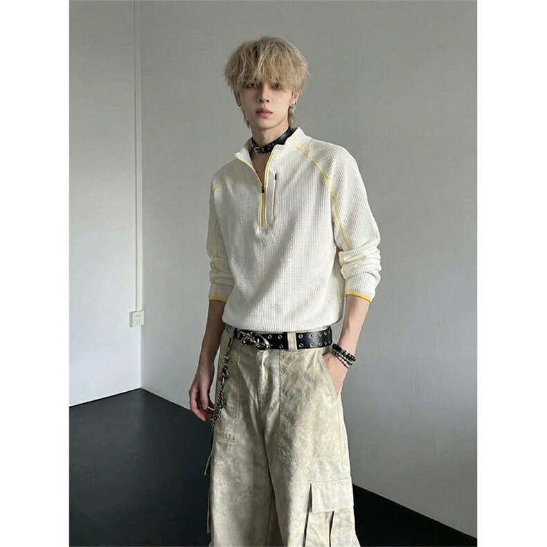哈苏线撞色长袖T恤户外休闲正肩内搭上袖卫衣男C64163-TP4588,男装T恤,电商A102