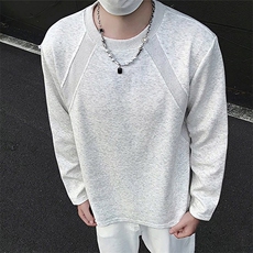 抖音得物品质26春装美式高街曼巴棉螺纹拼接卫衣圆领长袖T恤YT164，男装T恤，电商A486