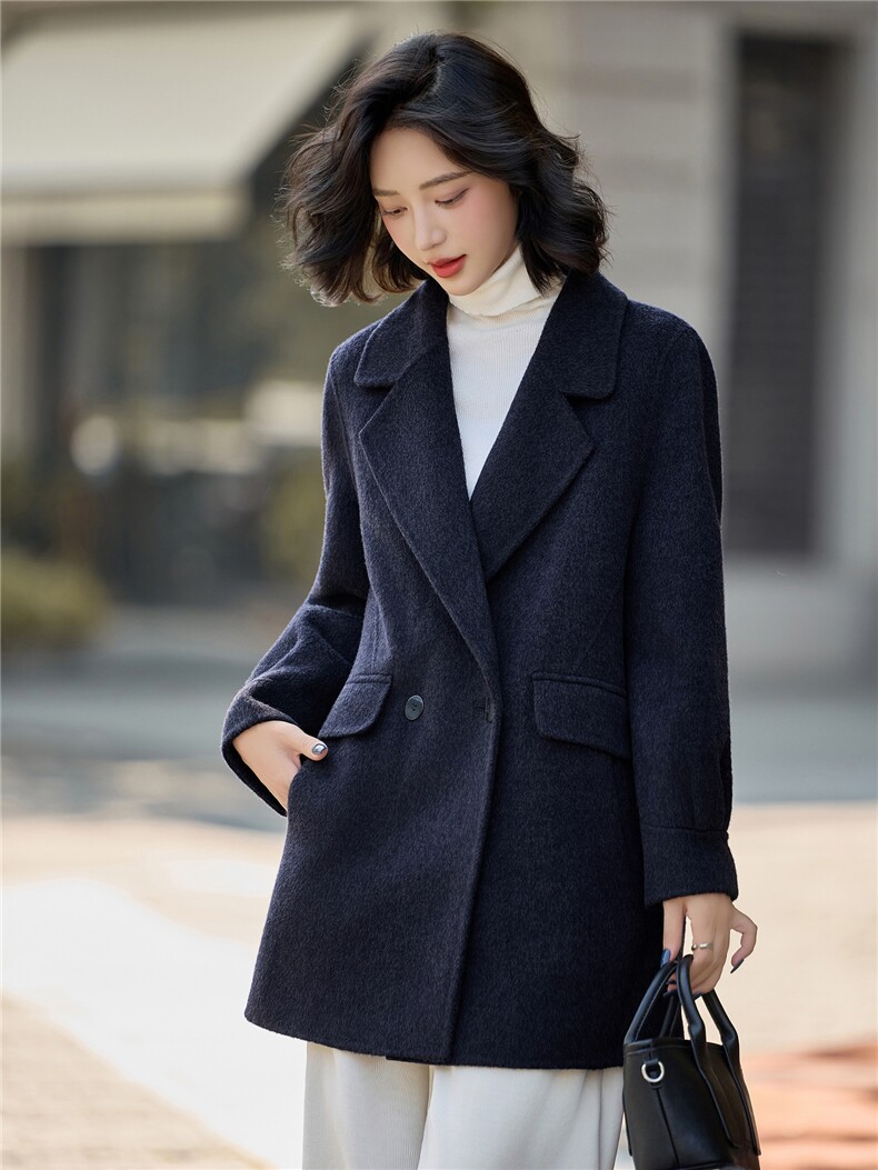 2025年冬季新款时尚休闲双面绵羊毛西装外套女,女装双面呢大衣,沁沁公主