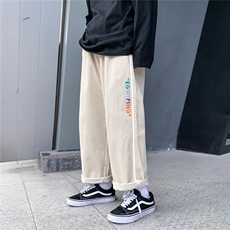 灯芯绒休闲长裤男韩版潮流拼接夜光条宽松阔腿九分裤K85-P55控78，男装休闲裤，电商C305A