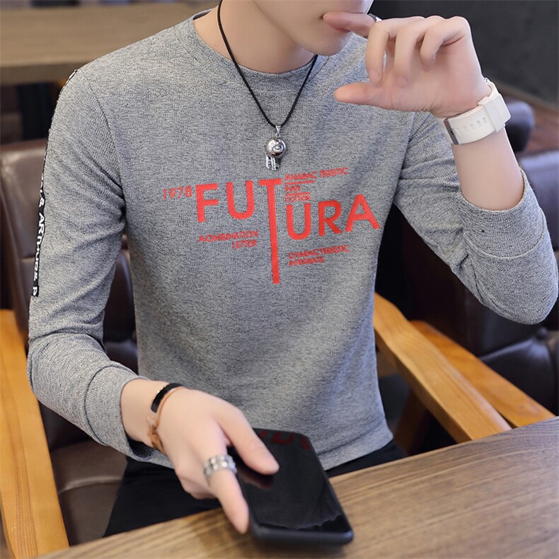 W207春秋季上衣服男装长袖t恤男士秋衣韩版修身卫衣体恤小衫,男装T恤,电商D310（原电商305）