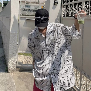 花衬衫男短袖韩版潮流高街帅气2024夏季新款ins宽松外套CY419-P31图片