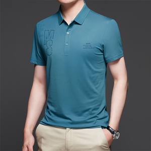 冰丝短袖T恤中年男士2023夏季新款商务翻领polo衫图片