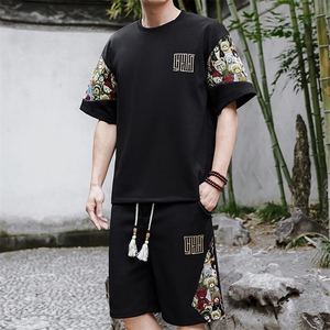 刺绣风T恤套装男薄款短裤休闲运动套装夏季A266-TZ8858-P50图片