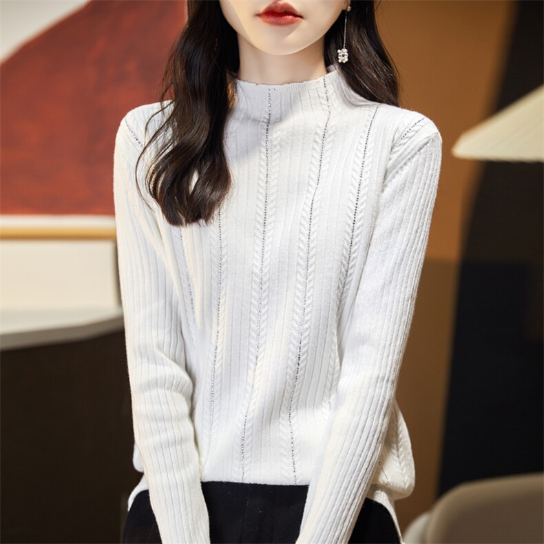 秋冬季新款半高领毛衣女长袖宽松显瘦百搭针织毛衣上衣图片