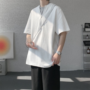 现货 T10132-特批33 控65 夏季新款假两件曼巴棉大码撞色T恤图片