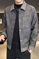 秋季新款翻领皮衣夹克男潮流休闲外套帅气机车服上衣P6788-155，男装夹克，电商A237