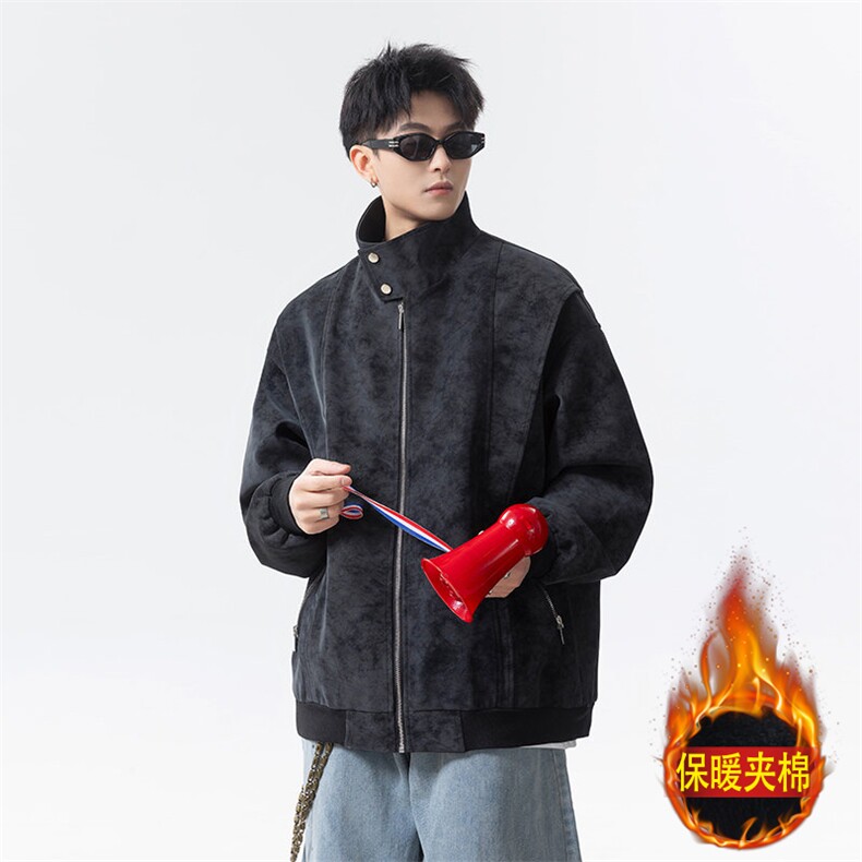 网图美拉德飞行立领皮衣夹克工装外套A025-XY15527-P73夹棉P83,男装夹克,电商A025