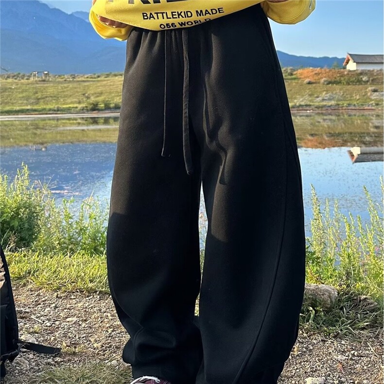 2026秋季潮空气层运动加厚长裤子美式潮牌宽松直筒休闲卫裤男女,男装休闲裤,星座506A