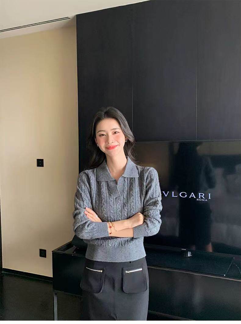 2025年秋季时尚百搭通勤简约休闲羊毛polo毛衣，女装羊毛衫，鑫之绒