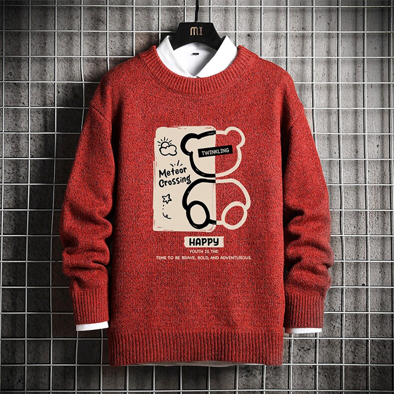 加厚加绒毛衣男大码毛线衣男针织衫M19352-P45加绒款-P65网格,男装针织衫/毛衣,电商A040A