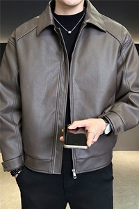 新标90绒 皮夹克羽绒服男冬季2025新款翻领外套 A313-8666-P255图片