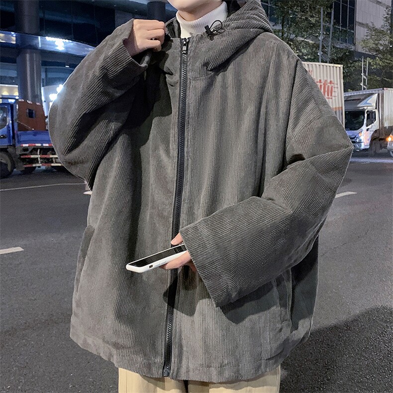 青年新款日系外套连帽灯芯绒时尚流行潮纯色慵懒休闲W1187-P50,男装夹克,星座512-2