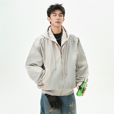假两件连帽夹克男潮流百搭保暖户外外套J063P95158，男装夹克，电商A073