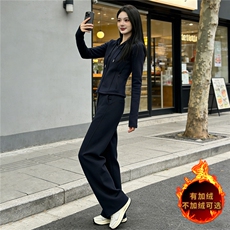 设计高级感休闲运动套装女秋冬新款气质减龄连帽卫衣直筒裤两件套，女装套装/套裙，2C310