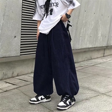 垂感灯芯绒裤子男士潮牌高街秋款宽松直筒休闲长裤港风G7054-p35，男装休闲裤，星座1008