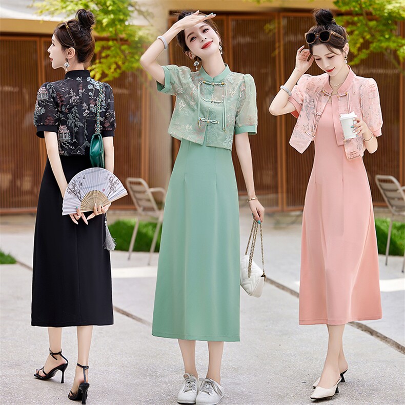 新中式套装女2024年夏季新款女装，女装套装/套裙，关键词