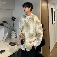 春夏港风帅气抽象涂鸦宽松男士衬衫A071-C58-P45，男装衬衫，电商A071