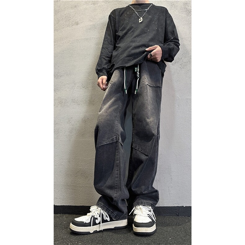 k1085-p55-控78S-3XL现货折皱宽松cleanfit牛仔裤,男装牛仔裤,星座116