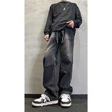 k1085-p55-控78S-3XL现货折皱宽松cleanfit牛仔裤，男装牛仔裤，星座116