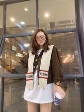 针织披肩牛仔外套，咖兰两色，其它，衣生缘