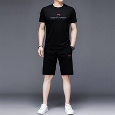 2023年夏款潮流休闲时尚男士运动短袖短裤套装P130，男装休闲套装，电商D223-1