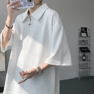8XL-M半拉链短袖t恤特大码美式高街polo体恤衫翻领半袖DX1215/P35图片