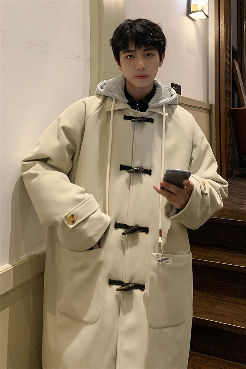 1港风酒店牛角扣加棉呢大衣男可拆卸帽外套男FY8716P138控188,男装毛呢大衣,星座226-2
