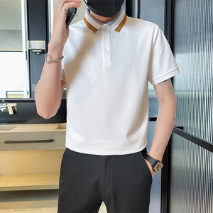 2025夏新款撞色领高级感轻奢品质短袖T恤翻领Polo衫T2253-P40控78图片