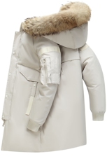 现货足连帽大毛领织带大长款情侣学生团体服团建服纯色羽绒服，男装羽绒服，星座301D-5(原星座1415）
