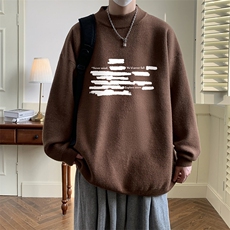 半高领毛衣男大码胖子针织衫毛线衣M18445-P45加绒款-P65，男装针织衫/毛衣，电商A040