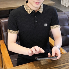 夏季冰丝凉感提花短袖POLO衫男时尚透气半袖翻领T恤JX1102-P36，男装T恤，星座310B-3