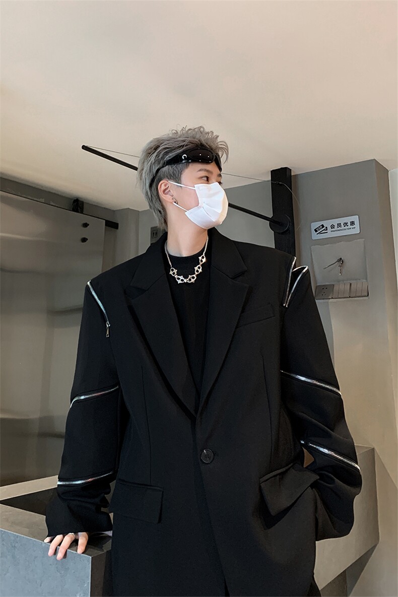潮牌高级感小西装男秋小众拉链装饰设计感西服XZ514-2-24243-P118,男装西服套装,星座514-2(原B239)