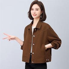 2024年春季翻领开扣休闲短款外套，女装短外套，文熹诺