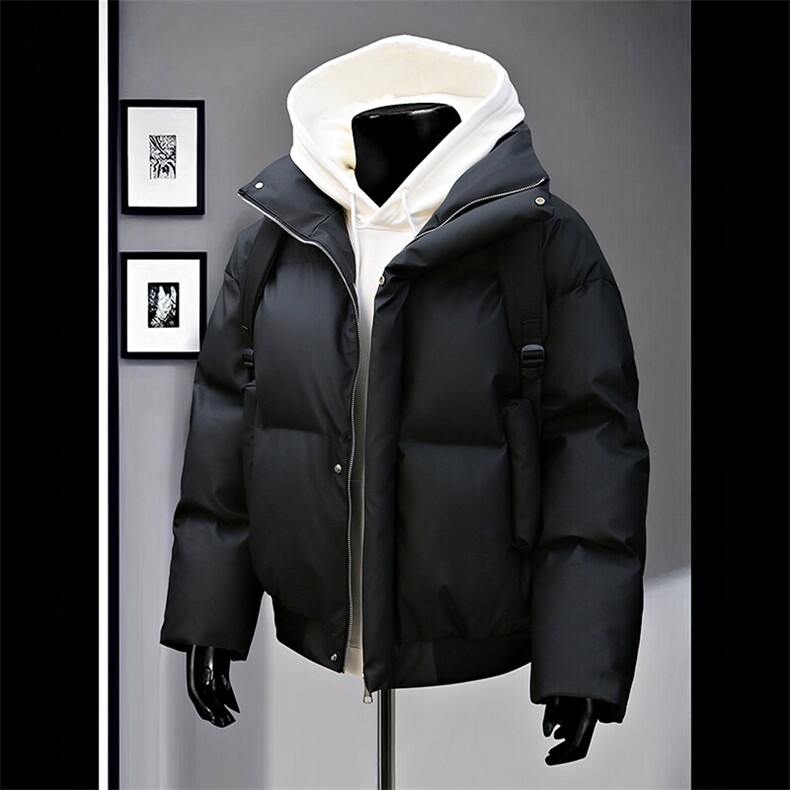 PU皮高街风显高冬季纯色加厚棉服防风保暖皮衣外套MY530 P85图片