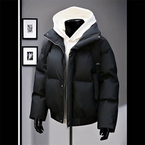 PU皮高街风显高冬季纯色加厚棉服防风保暖皮衣外套MY530 P85图片