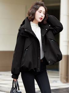 安可拉红羽绒服女冬季新款2024宽松休闲小个子加厚派克服短款外套图片