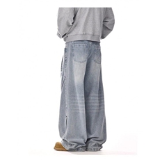 美式cleanfit牛仔裤男女潮牌高街直筒宽松休闲阔腿裤RK2961-P50，男装牛仔裤，星座412-3