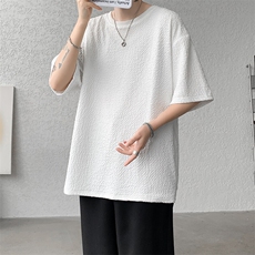 8XL-M特大码短T恤泡泡袖肌理感冰丝短袖衬衫上衣五分袖DX322P25，男装T恤，电商D206-1